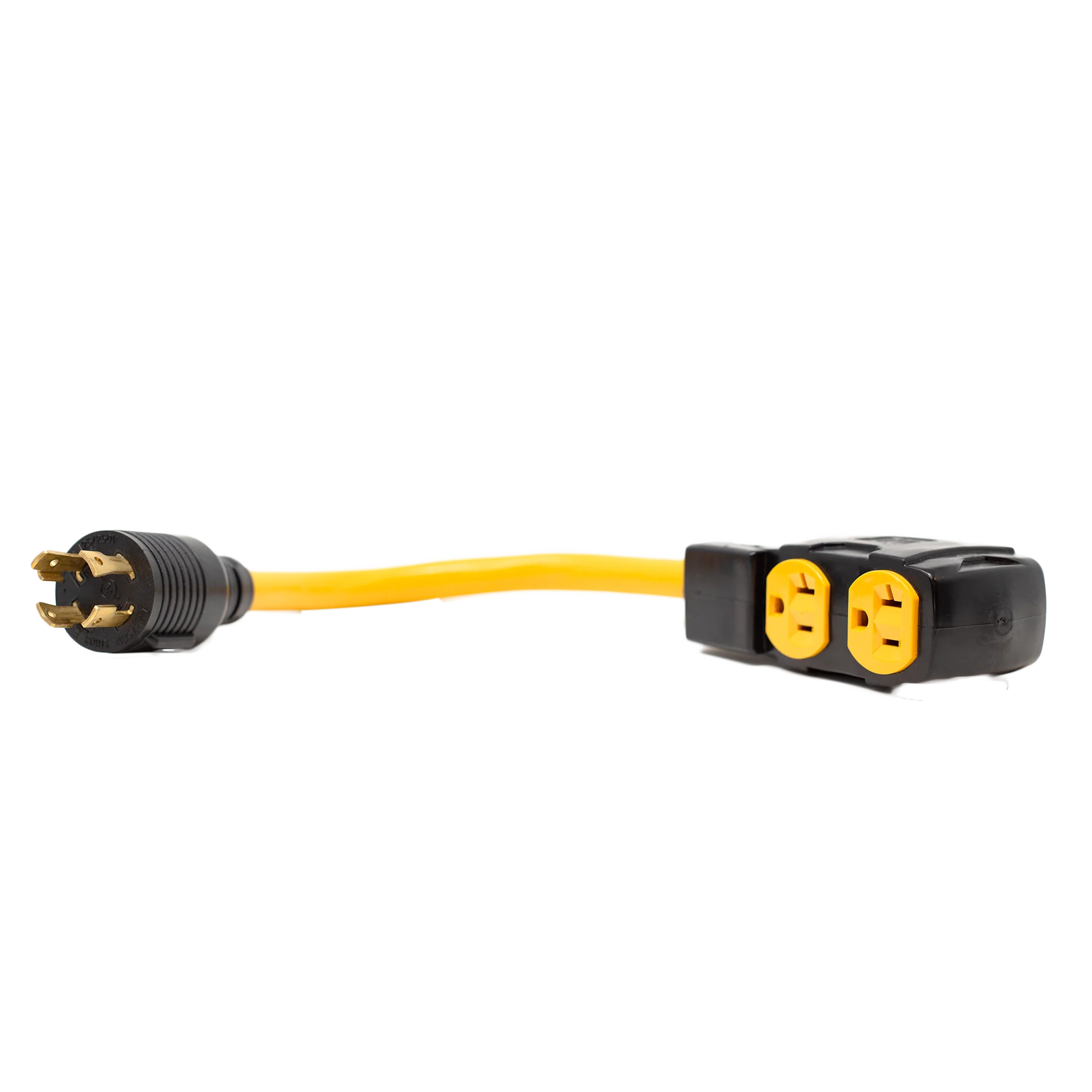 Heavy Duty L14-30P to (4) 5-20R Short Power Cord With Attachment Clips